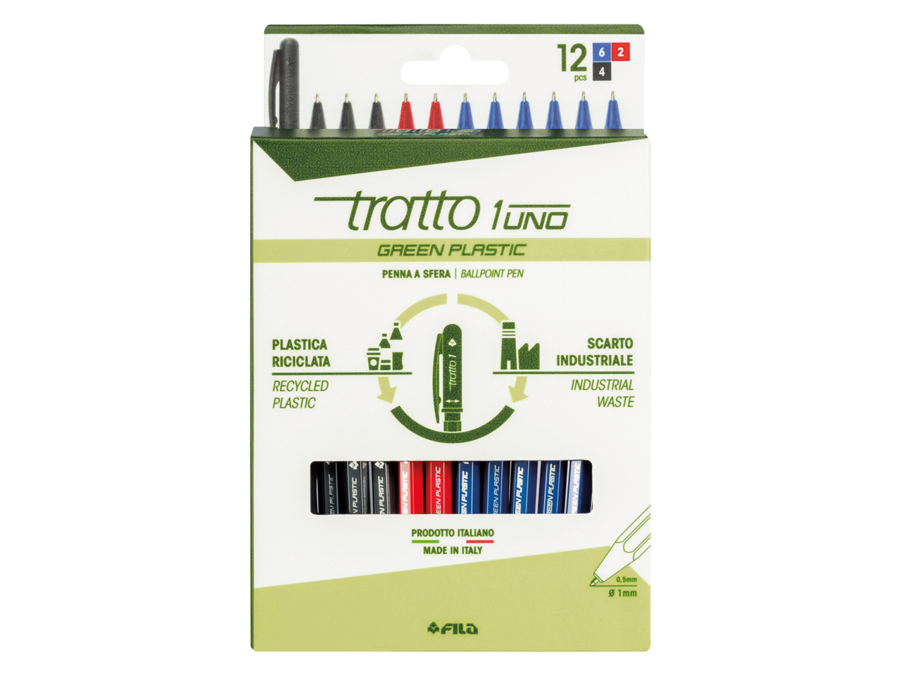 dilemmi-tratto-1uno-green-plastic-12-3-fronte