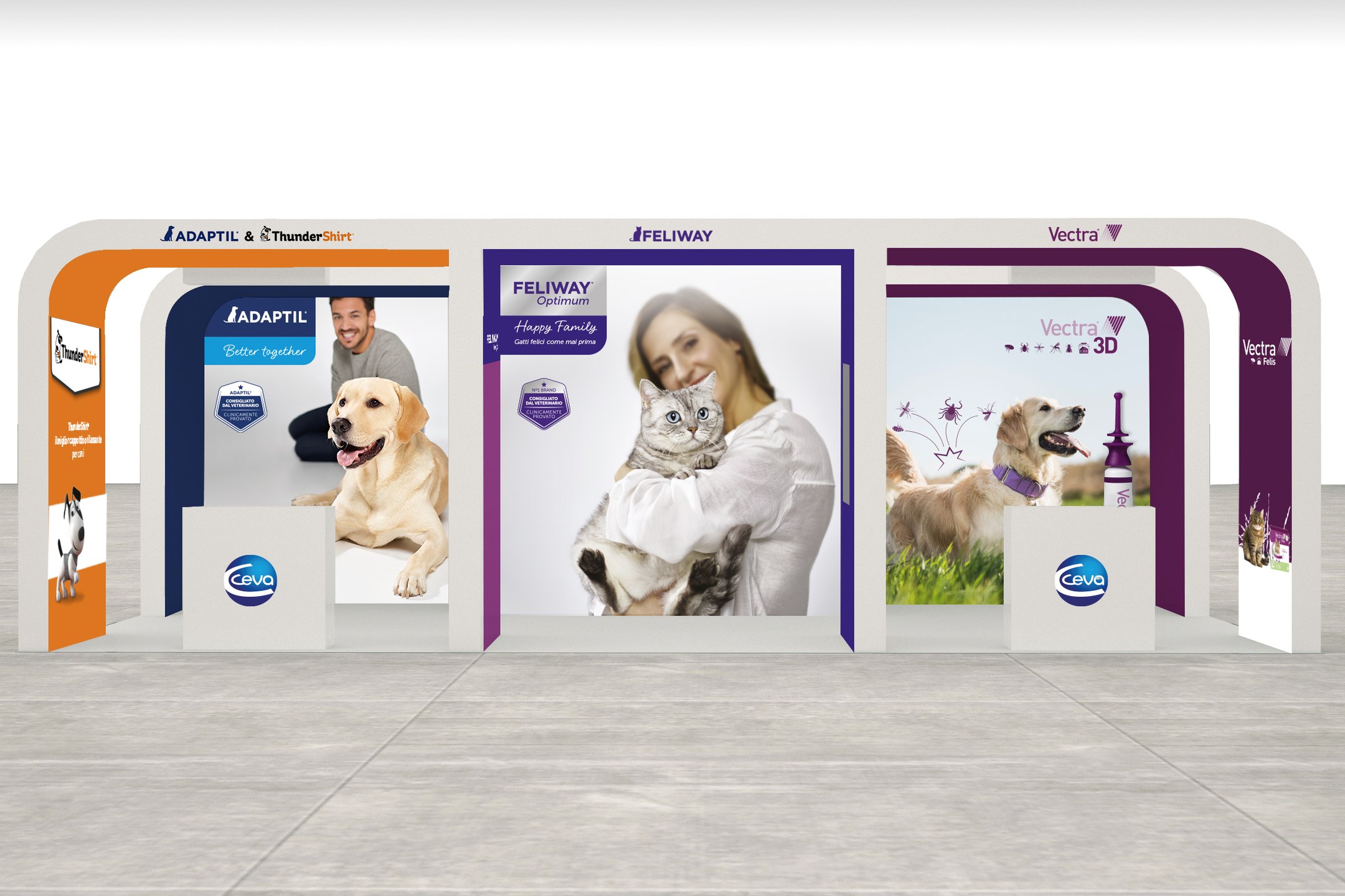 Ceva Santé Animale – Stand fieristico Feliway® e Adaptil®